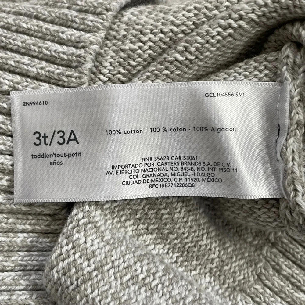 Carters Toddler Boys Oatmeal Heather Mock Neck Button Cotton Sweater 3T 2N994610